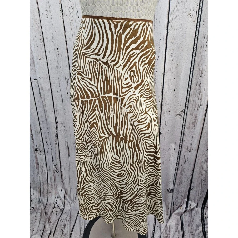 Samsøe Women's L Alsop Skirt Zebra Print Midi A-Line Copenhagen Designer EUC - Picture 2 of 14